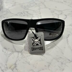 Choppers Black Wrap Sunglasses - Smoke Lenses